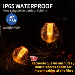 15M / 49.2 FT Cadena de luz de Navidad, 25pcs, IP65 impermeable, para decoración navideña, porche, jardín, piscina, fiesta, camping