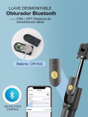 DOSYU Selfie Stick con Control Remoto Trípode de Teléfono Móvil 360 ° Rotación Selfie Stick Expandible Bluetooth (con Espejo)