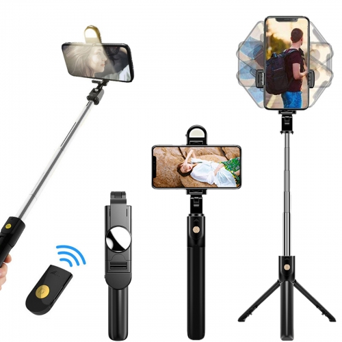 DOSYU Selfie Stick con Control Remoto Trípode de Teléfono Móvil 360 ° Rotación Selfie Stick Expandible Bluetooth (con Espejo)