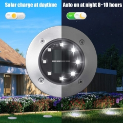 Luz de suelo solar DOSYU, paquete de 12 piezas de 8 luces solares LED iluminación de paisaje impermeable al aire libre