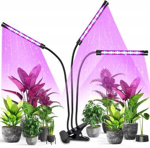Luz de Cultivo Interior DOSYU, Rojo y Azul de Espectro Complet Tres Cabezaloes 60 Luces LED, Cuello de Cisne Ajustable, Adecuado Para El Crecimiento de Plantas