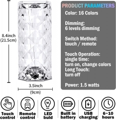 Lámpara cristal de 16 colore