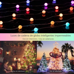 Serie de Navidad DOSYU, Luz Decorativa Navideña 10m con Control USB / Luz de Bola IR Remota Luz LED RGBIC 66, Control Bluetooth