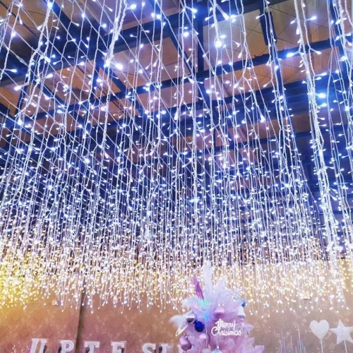 SERIE DE CASCADA DE LED 300 Led 6m Cascada Series Luz de Navidad Decoración de Navidad Aleros Barandilla de techo Luz exterior