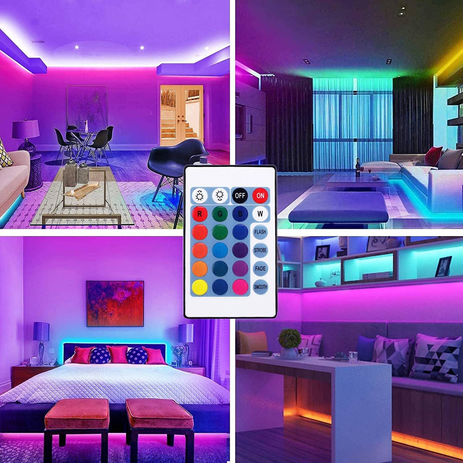 5m 150LED luz, barra de luz RGB con control remoto, luz LED para la sala de televisión del dormitorio, fiesta, decoración navideña, decoración de bricolaje