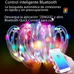 Cuerda de luz LED de alambre de cuero colorido Decoración interior y exterior - Smart Bluetooth APP control